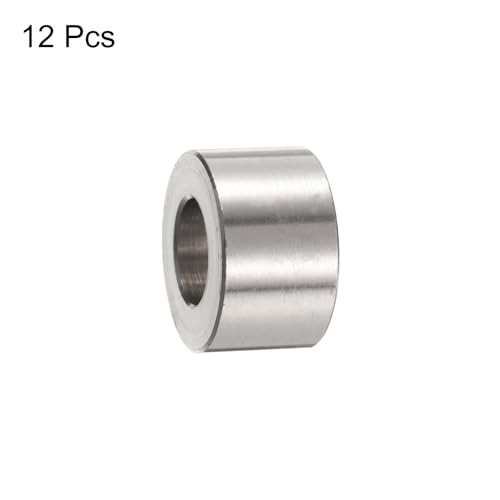 uxcell 12pcs Stainless Steel Spacer 10.5mm Bore x 20mm OD x 12mm Length Screw Bushing Plain Finish Round Metal Spacer for M10 Screws Bolts and Rods Silver Tone