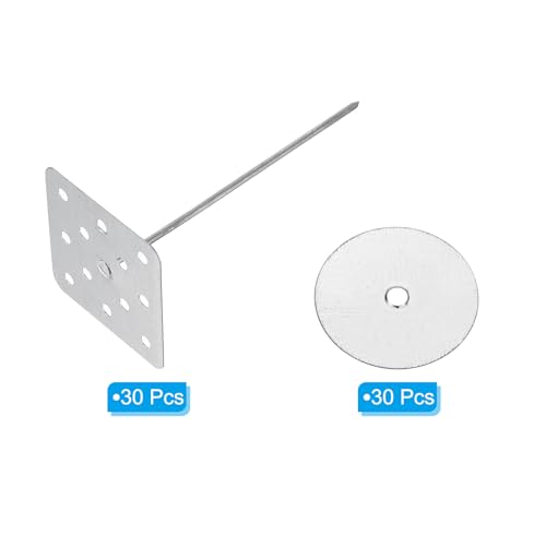 PATIKIL 5.1 Inch Perforated Insulation Pins with Round Washers, 30 Pack Aluminum Insulating Nails Wall Plug for Fixing Foam Boards to Wall or Ceiling 130mm