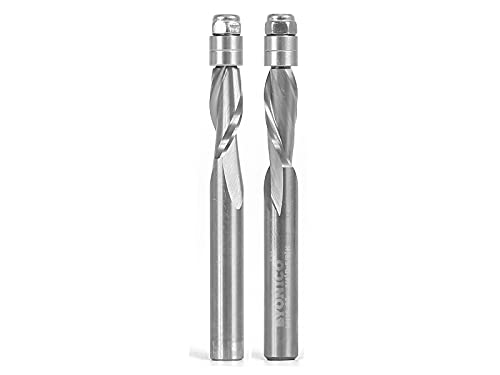 YONICO Solid Carbide Flush Trim Router Bit Spiral 2 Bit 1/4-Inch X 5/8-Inch Set 1/4-Inch Shank 14222q 2 Bit - Up & Down Cut - 5/8" CL - 1/4" Shank