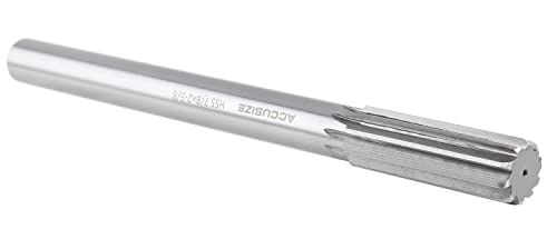 Accusize Industrial Tools 7/8'' H.S.S. Straight Shank Straight Flute Chucking Reamer, Flute Length 2-5/8'', Oal 10'', Right Hand, 8 Flute, 5015-0245 7/8 in.