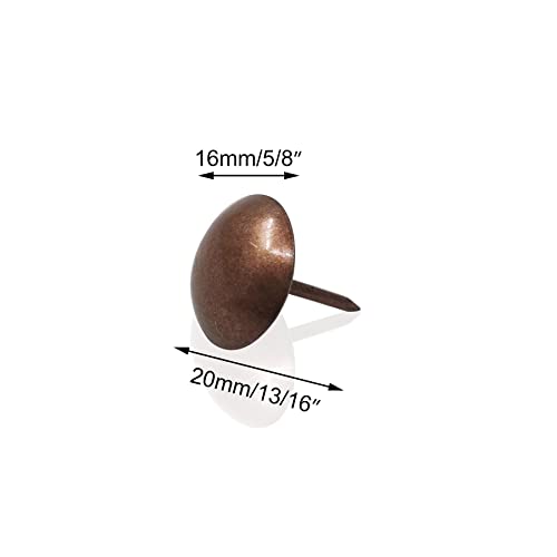 ZAYI 5/8”x13/16” Antique Red Copper Upholstery Tacks, Furniture Nails Thumb Tacks Pins Assortment Kit for DIY Wood Furniture Décor 100PCS (5/8inch, Red Copper)