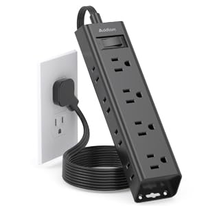 10 FT Extension Cord - Long Power Strip Surge Protector, Flat Plug, 12 Widely Outlets 3 Sides Outlet Extender, 900J, Wall Mount, Desk Charging Station Compact for Home Office Dorm Room Essentials 10 ft Black