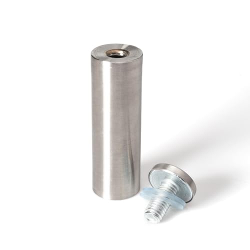 Stainless Steel Standoff 1 Inch Diameter x 3 Inch Barrel Length Brushed Finish for PVC, Glass and Acrylic Sign Stand Off Wall Anchors and Screws 4 Piece Pack for Heavy Signs