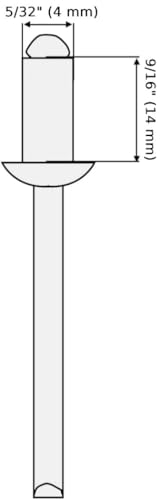 (Pack of 300) Painted Blind Rivets 5/32" x 9/16" (4.0 x 14 mm), Dome Head, DIN 7337, Aluminum Rivet and Steel Mandrel, Pop Rivets, Grey White RAL 9002 Grey White (Ral 9002)