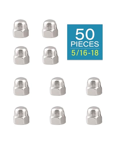 5/16-18 Acorn Nuts - IMScrews 304 Stainless Steel Acorn Nuts - Durable, Rust-Resistant Fasteners for Various Applications Pack of 50 5/16"-18