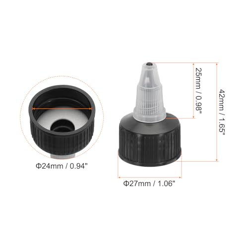 PATIKIL Twist Bottle Caps, 25Pcs 24/410 Squeeze Bottle Cap Replacement Caps for Water Glue Dispensing Bottles Dispensing Caps Paint Bottles, Black 24mm