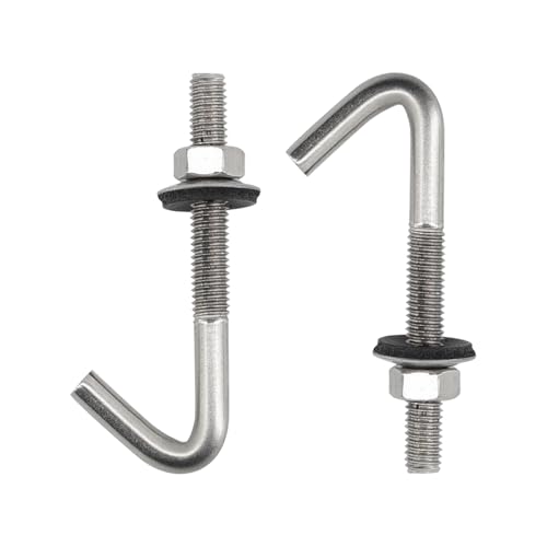 15 Pack J Hook Roofing Bolts M6 304 Stainless Steel Long Shank Roof Concrete Anchor Bolt with Hex Nut and Washer (M6x50mm) M6x50