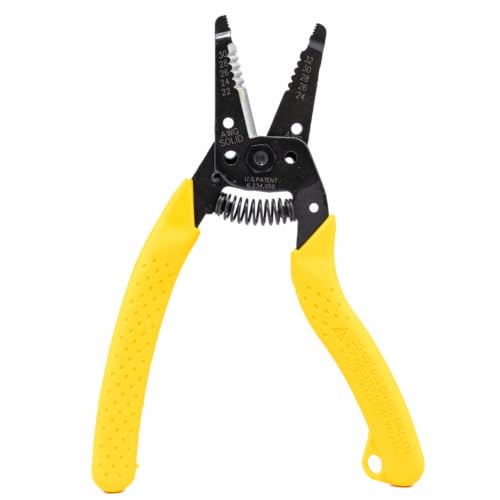 IDEAL Electrical 45-417 Premium Reflex T Stripper - 22-30 AWG solid, 24-32 AWG stranded, Wire Stripper with Plier Nose, Slide Lock, Textured Grips