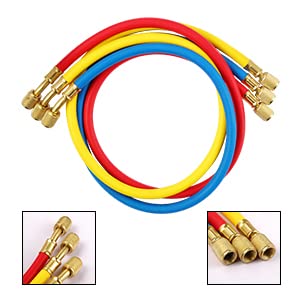 3 Pieces AC Manifold Gauge Hose Kit for R134A R404A R12 R502, 1/4" Thread Automotive Air Condition Refrigerant R134A A/C Charging Hose with 5ft Hoses