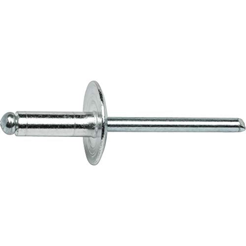 Fastenere Large Flange Pop Rivets - 3/16" x 1/4" (50 Pack) Aluminum Body Steel Mandrel, Heavy Duty Dome Head Blind Rivets, Open End 6-4 Gap .188" - .250" - Corrosion Resistant, High Shear Strength 3/16" x 1/4" (6-4) (50 Pack)