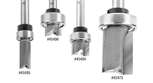 Amana Tool 45371 Carbide Tipped Flush Trim Plunge Template 5/16 D x 1 CH x 1/4 Inch SHK w/Oversized Upper Ball Bearing Router Bit 5/16 Dia x 1 4" Shank