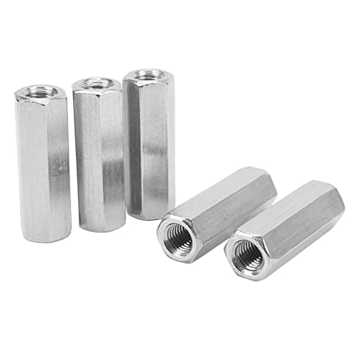 5Pcs Metric Hex Coupling Nuts X 1.75 Pitch 60mm Length 304 Stainless Steel Rod Coupling Nuts Hexagonal Threaded Couplers For Mechanical Fastening And Structural Assembly