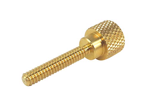 10 Pack 6-32 x 3/4 Inch Threads Solid Brass Diamond Knurled Thumb Screws Knobs with Straight Shoulders Right-Hand Threads SAE Flat Tip Uncoated (6-32 x 3/4 inch Long Threads)