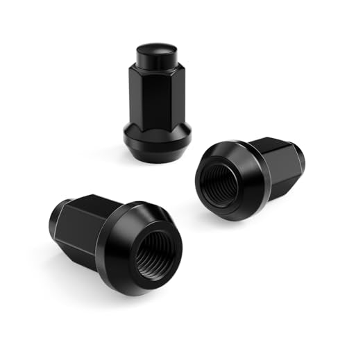 16pcs Bulge Lug Nuts - 10x1.25 Threads - 1.4 inch Length - Closed End, Cone Acorn Taper Seat - 14mm Hex Head - Compatible with Honda Yamaha CanAm Suzuki Kawasaki Arctic Cat ATV - Black