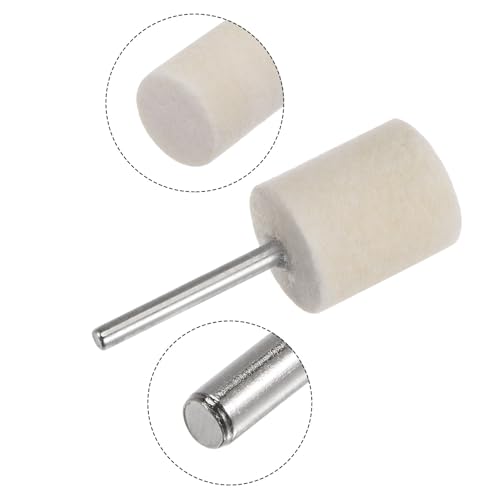 HARFINGTON 40pcs Wool Felt Mounted Mandrel Points 16mm Head 1/8 Inch Shank Cylinder Polishing Bits Burrs Felt Polishing Buffing Wheel for Rotary Tool 16mm x 19mm
