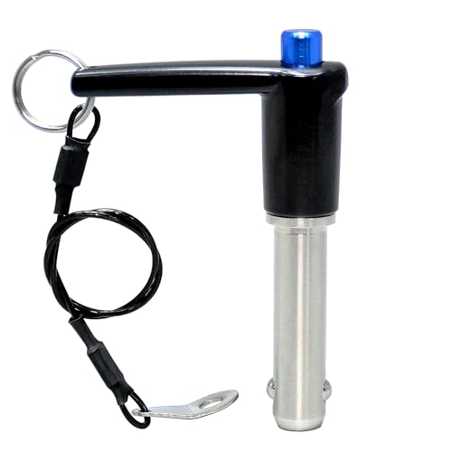 L-Handle Aluminum Grip Fastening Locating Safety Pins ,Stainless Steel Quick Release Button Pins Ball Lock Pins with Ring&Lanyard Cable (Dia. X Clamping Length: 12x60mm) Dia. X Clamping Length: 12x60mm