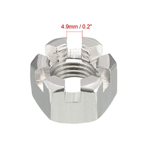 uxcell M16 x 2mm Pitch Hexagon Castle Nut, 304 Stainless Steel Slotted Hex Nuts, Pack of 5