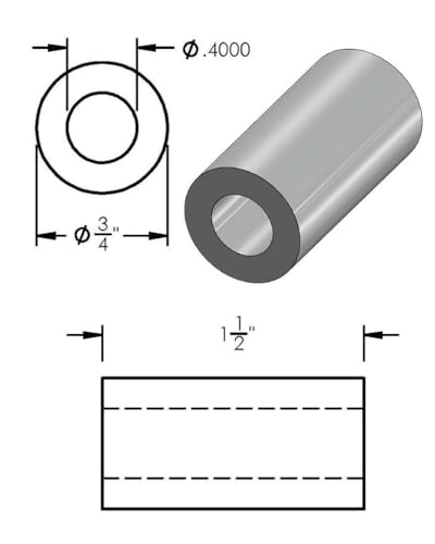 Aluminum Spacer Black 3/4" OD x 3/8" ID x Choose Your Length, Round Spacer Unthreaded Standoff Bushing Plain Finish, Fits Screws Bolts 3/8" or M10 by Metal Spacers Online (1-1/2" Length, 10 Pack) 1-1/2" Length