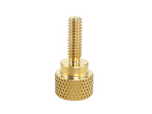 10 Pack 8-32 x 1/2 Inch Threads Solid Brass Diamond Knurled Thumb Screws Knobs with Straight Shoulders Right-Hand Threads SAE Flat Tip Uncoated (8-32 x 1/2 inch Long Threads)