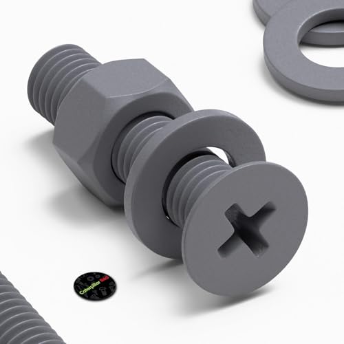 20 x Grey Countersunk Screws Polypropylene (PP) Plastic Nuts and Bolts, Washers, M5 x 20mm, Anti-Corrosion, Chemical Resistant, Gray, (13/64 x 25/32 in)