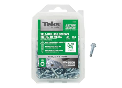 Teks 21312 Screw, 8 Thread, 3/4 in L, Coarse Thread, Hex Drive, Self-Drilling, Self-Tapping Point, Steel, Zinc, 180 PK - pack of 180