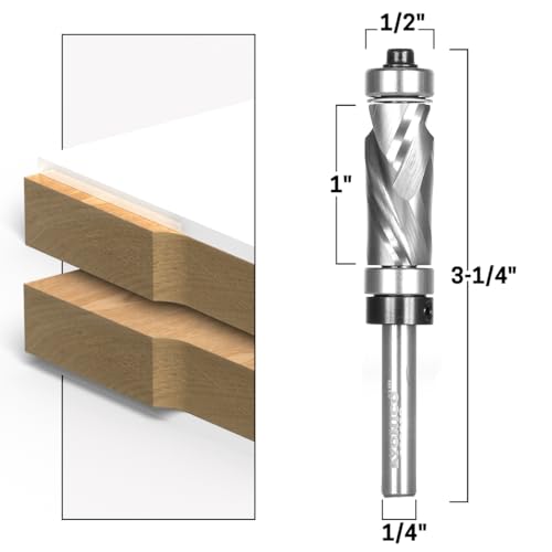 YONICO Flush Trim Router Bits Pattern Bit Compression Ultra-Performance Top & Bottom Bearing 1/4-Inch Shank 33207q