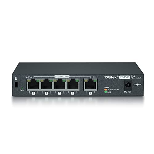 5-Port 2.5G Multi-Gigabit Ethernet Network Switch, 5 x 2.5GBASE-T Compatible with 10/100/1000/2500Mbps, Plug & Play | Ethernet Splitter 5 Port