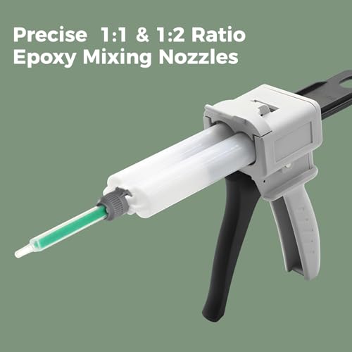 50Pcs Epoxy Mixing Nozzle Tip for Adhesive Gun Applicator, 1:1 & 1:2 Static Mixing Nozzle Adhesive Cartridges Tip Mixer Nozzles with Marked Scales, Ideal Epoxy Resin Tools and for Precise Mixing