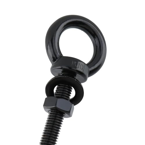 Dnyta 4 Pcs M10 Stainless Steel Eye Bolt, M10 x 100mm (3/8" x 4") Eyebolts Black M10x100mm(3/8"x4")
