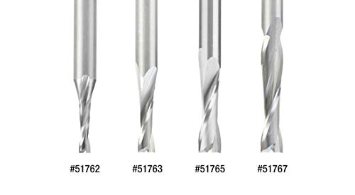 Amana Tool 51761 SC CNC Spiral Double O Flute Plastic Cutting 1/8 Dia x 1/2 CH x 1/8 Shank x 2 Inch Long Up-Cut Router Bit