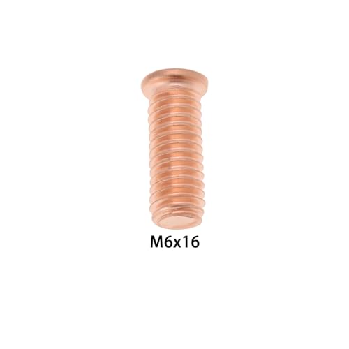 200Pcs M6x16 Carbon Steel Copper Plated Stud Weld Spot Plated Copper Welding Screw Solder Point Nail Bolt or Capacitor Discharge