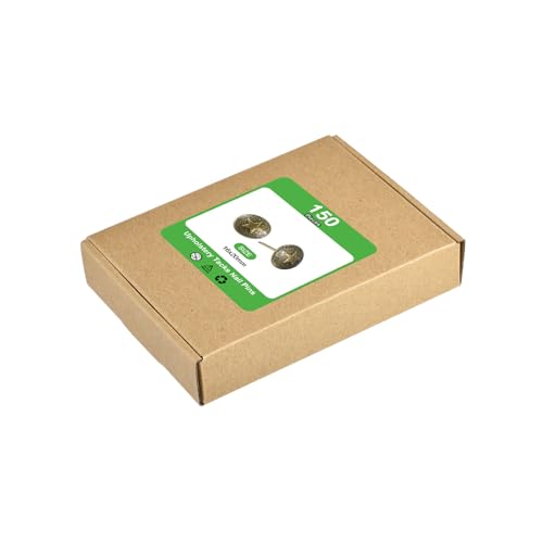 uxcell Upholstery Tacks Nail Pins Furniture, 150Pcs 16x20mm Thumb Tack Pins Assortment Kit Carbon Steel for Home Sofa DIY Decorative Nail Heads Nails, Yellow Bronze 150