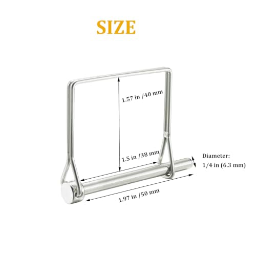 Pack of 4 Square Wire Lock Pin, Trailer Coupler Pin, 316 Stainless Steel Hardware Pin 1/4 "(6.3 mm) Diameter, 1.97" (50 mm) Length, Heavy Duty Safety Coupler Pin 1/4" x 1.97"
