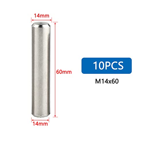 10 PCS M14x60mm Dowel Pins 304 Stainless Steel Cylindrical Pin Pegs Support Shelves Fasten Elements GB119 Fixed Pin Shaft 10