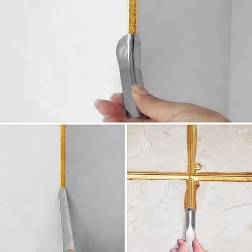 1Set Stainless Steel Grout Finishing Tool for Internal and External Corners Dual-Ended Metal Tile Grouting Finishing Tool Wall Tile Internal and External Corner Applicator