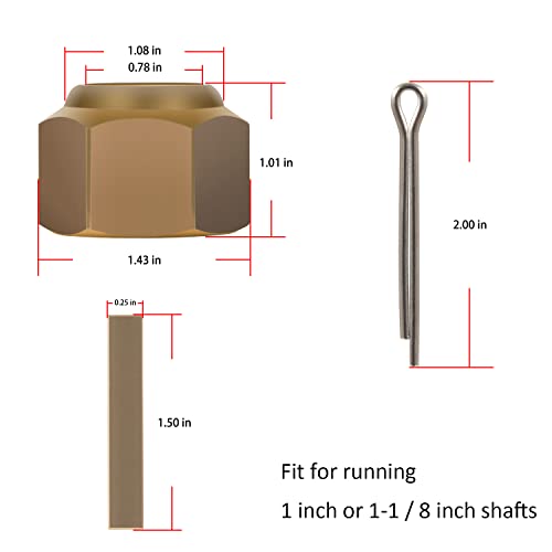 5008 Prop Nut Kit Brass for 1" Or 1-1/8 Shafts with Key and Cotter Pin for Mastercraft, Nautique, Moomba, Tige, Centurion, Supra, Correct