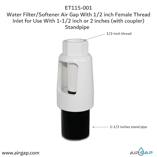 Water Filter/Softener Air Gap With 1/2-inch Female Thread Inlet for Use With 1-1/2-inch or 2 inches (with coupler) Standpipe (ET115-001, G-150, DLA-G15)
