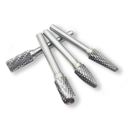 10Pcs Carbide Burr Set for Die Grinder Bits,1/4" Shank Double Cut Rotary Tool Bits | Metal, Wood, Plastic Working | Grinding, Engraving, Milling, Polishing | Durable Tungsten Carbide