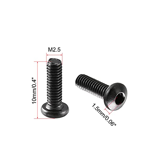 uxcell M2.5x8mm Thread Button Head Hex Socket Cap Screw Bolt 100pcs (Pack of 4) M2.5 (Pack of 4)