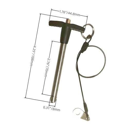 T-Handle Locking pin 304 Stainless Steel Grip Push-Button Locking Quick-Release pin with Safety Rope (Φ5/16in x 2-3/4in(2PCS)) Φ5/16in x 2-3/4in(2PCS)