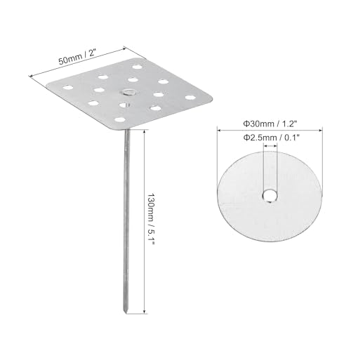 PATIKIL 5.1 Inch Perforated Insulation Pins with Round Washers, 30 Pack Aluminum Insulating Nails Wall Plug for Fixing Foam Boards to Wall or Ceiling 130mm