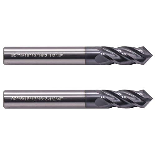 2Pcs 5/16" 4 Flute 90 Degree Solid Carbide Drill Mill - AlTiN Coated 5/16 in 2