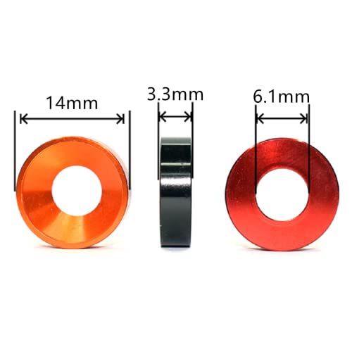 50pcs M6 Countersunk Washers Alloy Aluminum Screw Gaskets (Red) Red