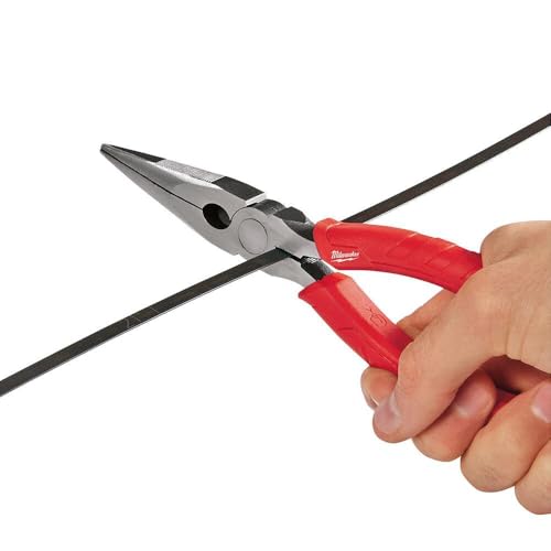 Milwaukee 48-22-6101 8-Inch Long Nose Pliers with Reaming Head and Onboard Fish Tape Pulling
