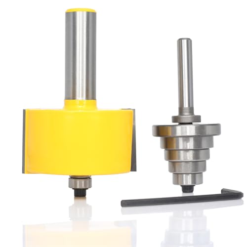 Rabbet Router Bits Set with 6 Interchangeable Bearings,1/2" Shank 1/2"x Height 1"