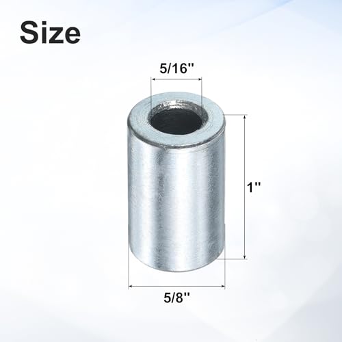 uxcell 10 Pcs Galvanized Steel Spacer 5/16" Bore x 5/8" OD x 1" Length, Unthreaded Standoff Bushing Plain Finish, Round Metal Spacer Fits M12 Screws Bolts 5/16"ID x 5/8"OD x 1"Length