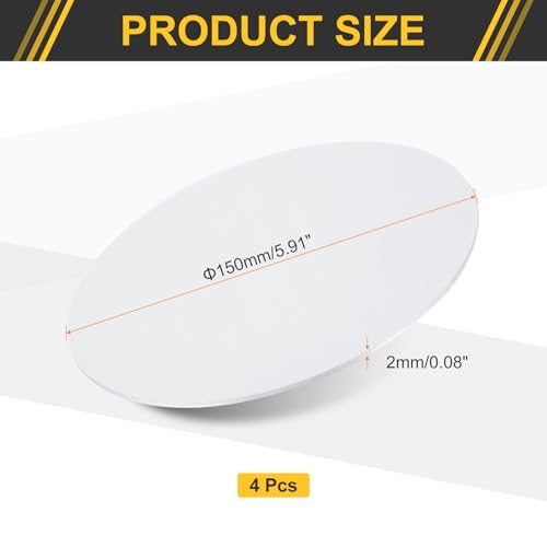 uxcell 4Pcs Aluminum Disc, 6"(150mm) Diameter 0.08"(2mm) Thickness Round Aluminum Sheets 1060 Aluminum Circle Plates for Metal Stamping 150mm x 2mm 4