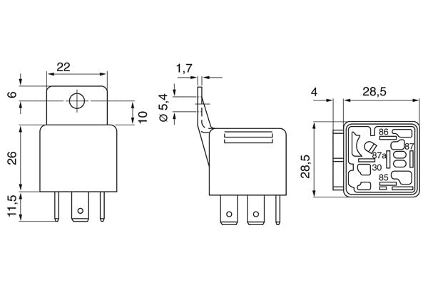 BOSCH 0332019155 Normal Open Mini Relay - 5 Pins, 12 V, 30 A - Single