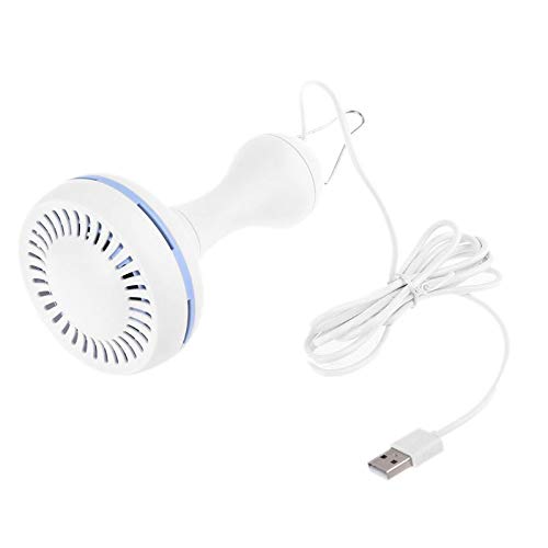 Small USB Ceiling Fan DC 5V Hanging Fans for Power Bank Indoor Outdoor RV Bed Room Desk Boat Coop Travel Tent Canopy Cubicle Little Mini Portable 6 Detachable Blades Air Cooler Circulator