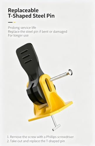 50 Pack Reusable Tile Leveling System, Tile Leveler Spacers with T-Shaped Pin, ABS Ceramic Tile Installation Tools for Wall and Floor Tiling, Yellow